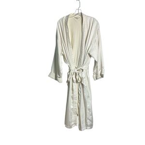 Victoria Secret Vintage Gold Label Ivory Floral Print Long Robe Elegant Size M/L